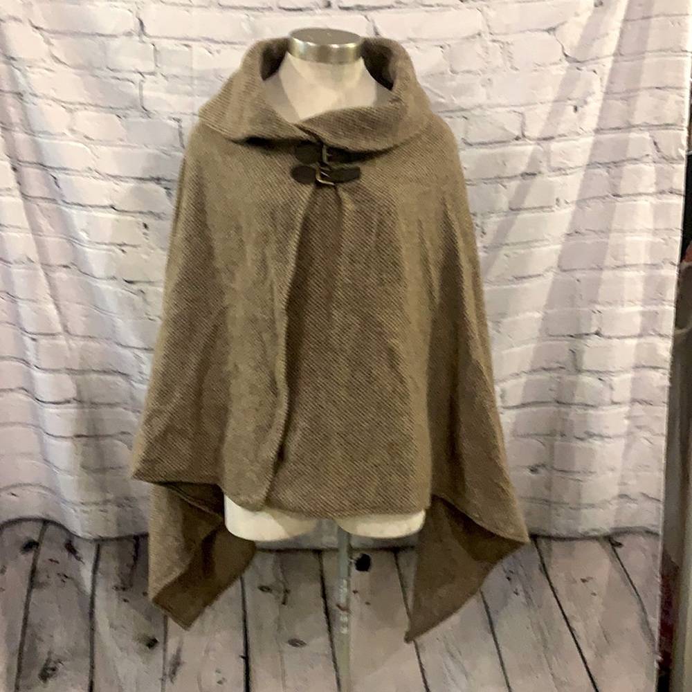 NWT Ralph Lauren Wool Shawl Poncho Herringbone Tweed one size